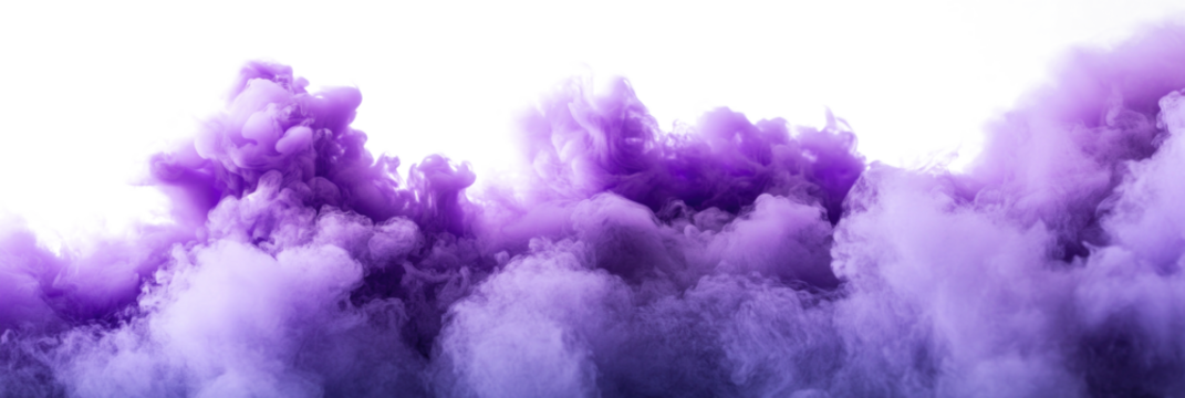 Thick purple smoke envelops a clean white background for artistic expression