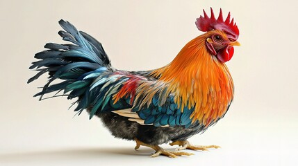 Fototapeta premium Vibrantly Colored Isolated Chicken on White Background