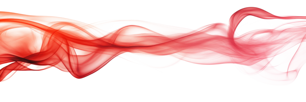 Thick red smoke cloud swirls against a white isolated background
