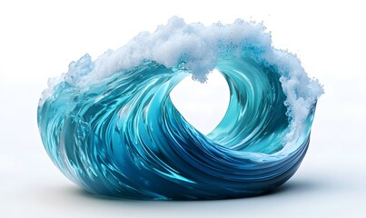 Ocean wave, curl, white background, abstract, design element