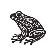 Black Color Frog silhouette design Vector Illustration, Solid White Background (2).eps