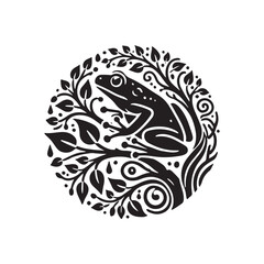 Black Color Frog silhouette design Vector Illustration, Solid White Background (1).eps