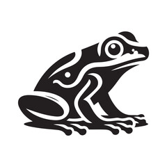 Black Color Frog silhouette design Vector Illustration, Solid White Background (6).eps