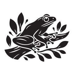 Black Color Frog silhouette design Vector Illustration, Solid White Background (15).eps
