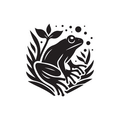 Black Color Frog silhouette design Vector Illustration, Solid White Background (18).eps
