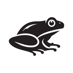 Black Color Frog silhouette design Vector Illustration, Solid White Background (17).eps