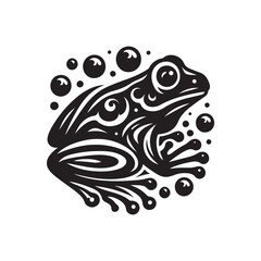 Black Color Frog silhouette design Vector Illustration, Solid White Background (19).eps
