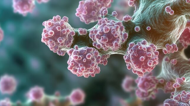 Microscopic Visualization of Hemoglobin A Glycation Percentages in Human Cells with Vibrant Pink and Blue Cellular Structures