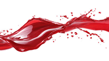 Captivating red liquid wave creating dynamic splashes against a white background
