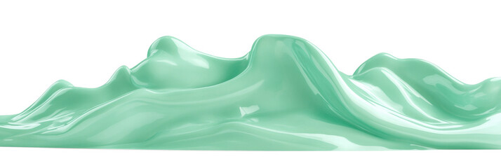Rich mint green wave of liquid creating a smooth texture on a transparent background