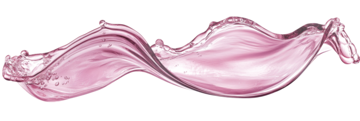 Rich pink liquid wave flows gracefully on a white background