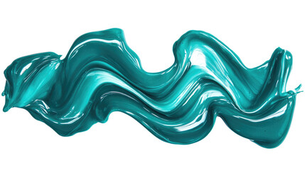 Rich turquoise liquid wave creating a dynamic effect against a white background