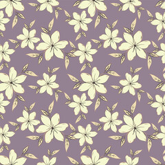 Abstract seamless pattern with hand drawn vintage groovy daisy flowers. design y2k. 60s, 70s, 80s style