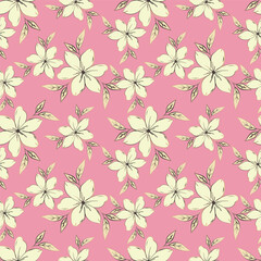 Abstract seamless pattern with hand drawn vintage groovy daisy flowers. design y2k. 60s, 70s, 80s style