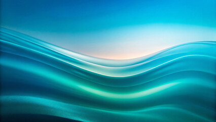 Fototapeta premium Gentle waves of turquoise and green create a serene, flowing landscape against a soft gradient sky. The smooth, fluid shapes evoke a sense of tranquility and movement.AI
