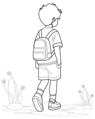 outline boy on white background vector design