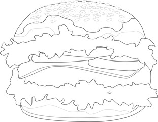 Isolated outline hamburger on white background vector design