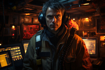 emergency dispatch service at work, operator dispatcher,.  Generative AI