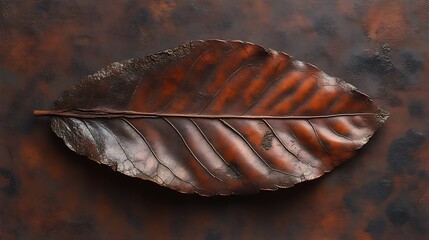 Copper Leaf Sculpture Autumnal Design Artistic Creation