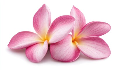 Obraz premium Pink Plumeria Flower Heads with Soft Petals Isolated on Pure White Background for Floral Design and Decoration Themes