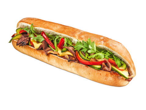 Sandwich with cheese isolated on transparent or white background, PNG 