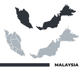Malaysia flat and border outline vector maps