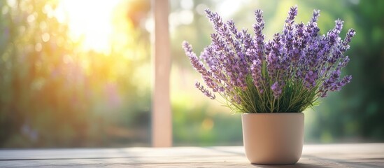 Lavender Bouquet in Serene Spa Room with Morning Light Creating a Calm Atmosphere Ideal for Relaxation and Peaceful Strolls