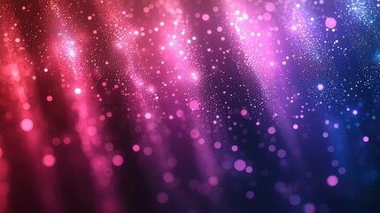 Abstract background with pink, purple, and blue glowing particles.
