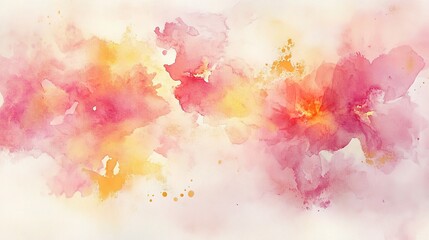Abstract Watercolor Sunset: A stunning watercolor painting evokes a serene sunset with soft hues of pink, orange, and yellow blending together in a symphony of color.