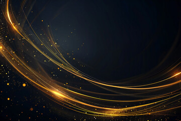 Obraz premium Luxury Gold Waves on Black Background with Sleek Metallic Highlights and Radiant Fluid Motion for Modern Abstract Elegance