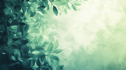 Serene Green Nature Background with Blurred Spring Leaves