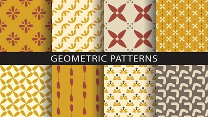 Set of seamless patterns with nature shapes
