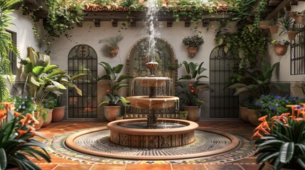 A small fountain in garden