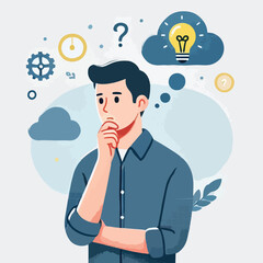 a boy is thinking vector