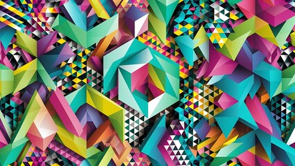 Obraz premium Abstract colorful geometric seamless pattern background with triangles and polygons shapes. Ideal for web and app template, book cover, fabric and gift wrap design.