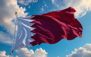 Elegant Qatar Flag with Purple & White