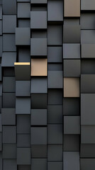 Abstract 3D Background: Gray and Gold Cubes