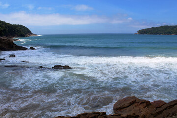 sunny day clouds coastline vacation