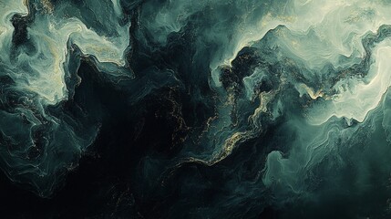 Abstract dark teal and gold marbled texture resembling cosmic waves.