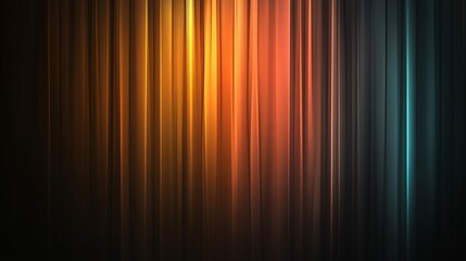A vibrant blend of colorful vertical lines in orange, teal, and black creates a dynamic abstract background.