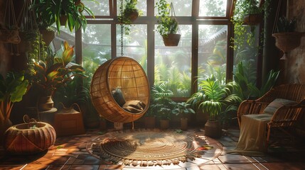 A beautiful gallery with sitting place with garden