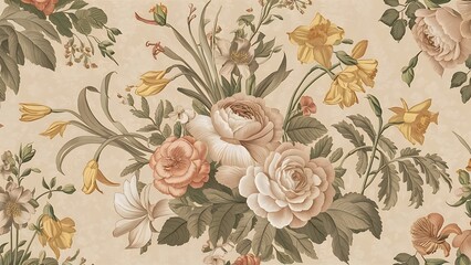 Classic wallpaper vintage flower pattern background
