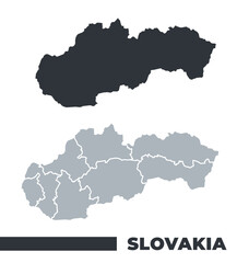 Obraz premium Slovakia flat and border outline vector maps