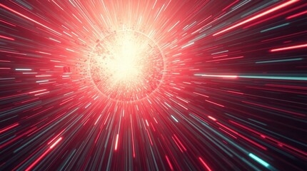 Fototapeta premium Radiant Light Burst: A Dynamic Red and Teal Abstract