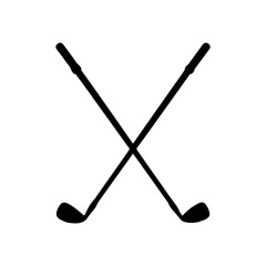 Two crossed golf club icon silhouette vector illustration design.