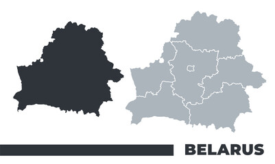 Belarus flat and border outline vector maps