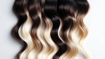 Fototapeta premium Wavy ombre hair extensions, studio shot, beauty, salon