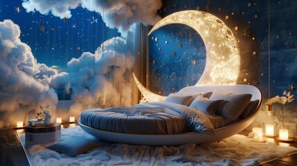 A bedroom design on moon theme