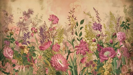 Classic wallpaper vintage flower pattern background