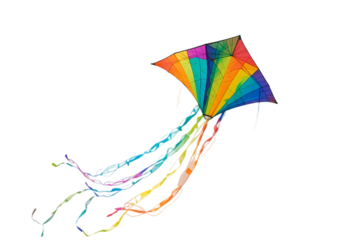 Colorful kite isolated on transparent or white background, png